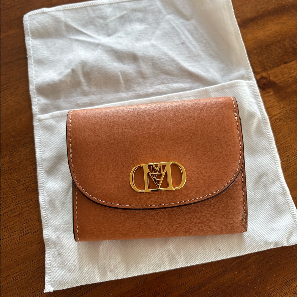 MCM Tan Leather Wallet with Gold Logo